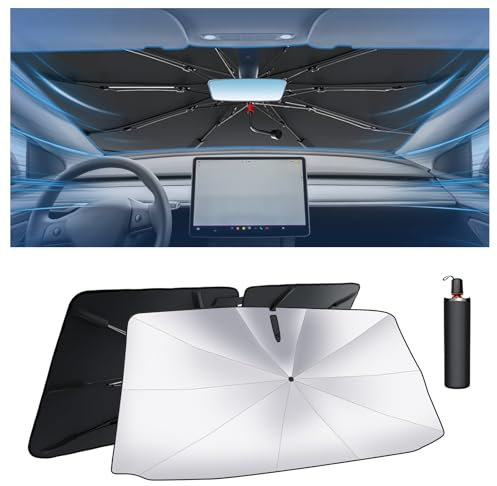 [Actualización 2025] Parasol para parabrisas, mango plegable plegable que viene con bolsa de almacenamiento, [revestimiento de vinilo más nuevo] Mantiene fresco y protege el interior, apto para