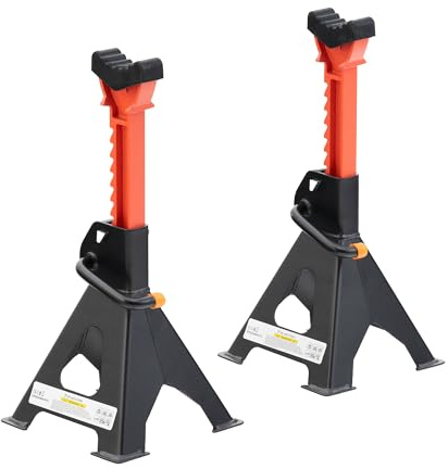 SEVICO Unterstellböcke 6T - Stützböcke - Wagenheber Ständer - Stützfuß - 6 Tonnen Traglast, 1 Paar Höhenverstellbar von 380 mm bis 600 mm (2 Stück)