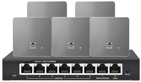 Gigabit Wifi 6 pannelli per copertura dell'intera casa Router AC All-In-One, pannello wireless Ap Porta Gigabit completa con montaggio a parete, Multi-Band In One,Grey-Five-panels