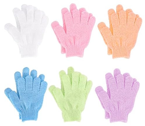 VONJUMA 12 Pcs Gant Exfoliant Corps Gants Gommage Corps Doux Gant Exfoliant Visage Pour Hommes Femmes Et Enfants Gants De Bain À Cinq Doigts Pour Exfoliation Douche Blanc Rose Violet Vert Bleu Orange