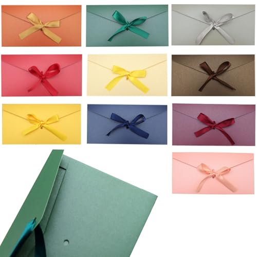 10 Stück Briefumschläge Bunt, 22 x 11 cm Farbige Briefumschläge Perlglanzpapier, Bunte Briefumschlag Retro Kraftpapier Umschläge Geschenkkarten für Party Geburtstag Weihnachten Hochzeit Thanksgiving