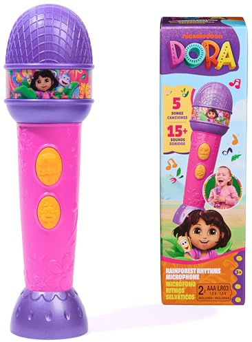 Dora, Rainforest Rhythms Mikrofon mit Musik, Sound Fx & zweisprachige Sätze, Kinderspielzeug für Mädchen und Jungen ab 3 Jahren