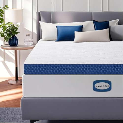 SEZMOONSI Topper 90x200cm, H4-H5 fest 10cm Höhe hypoallergen & atmungsaktiv Kaltschaum Matratzentopper, bequemer Matratzen Topper für Boxspringbett, Wohnwagen, Schlafsofa, mit waschbarem 3D-Netz Bezug