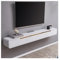 TV Schrank Hängend Moderner schwebender TV-Ständer, wandmontierte TV-Konsole aus Holz mit Klapptürschrank und 2 Schubladen, platzsparendes schwebendes Entertainment-Center, Gummiholz TV Lowboard Hänge