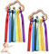 2 PCS Sensory Wooden Rings, Baby Bell Teething Toy, Educational Toddler Toy with Rainbow Ribbon Rattle, Gross Motor Skills and Grasping Practice Teether Ring for Babies Infant Toddler 3-24 Months