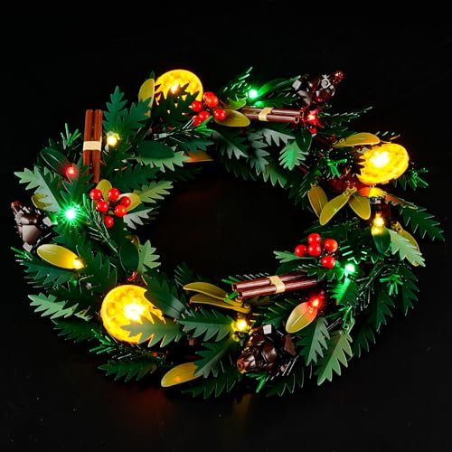 GEAMENT LED Licht-Set Kompatibel mit Lego Weihnachtskranz (Wreath) Botanical Collection 10340 Bausteine Modell (Modellsatz Nicht enthalten)