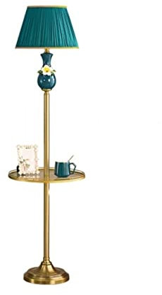 HDICUHNANU Lampadaire sur Pied Lampadaire Vintage Vert Céramique Verticale Lampadaires Pédale Tissu Lampe Lampadaire Decoration Salon(B)