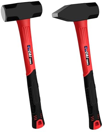 C&T 2 Piece Hammer Set, 3lb Sledge Hammer-Drilling Hammer & blacksmith hammer,mini sledge, cross peen hammer, Fiberglass & Soft No-Slip Handle,Perfect for Demolition, Construction and Blacksmithing