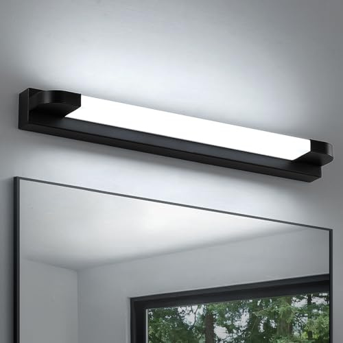 ECOBRT LED Spiegelleuchte 42cm Schwarz, Moderne Wandleuchte für Badezimmer und Kosmetikstudio, 7W 420LM Kaltweiß 6000K, Schminktischlampe mit Eisenrahmen, IP20, Energieklasse F