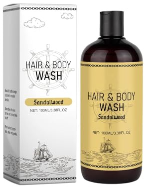 2In1 Premium Hair& Body Wash Sandelholz, Showergel und Shampoo Herren, Feuchtigkeitsshampoo mit Aloe Vera, Shampoo und Duschgel Männer, Langanhaltende Feuchtigkeitsversorgung