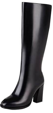 HOOUDO Stivali Cowboy Donna,Stivali Alti Donna,Moda Stivaletti Invernali Traforati Neri Stivali Texani con Tacco Cowboy Scarpe Stivaletti Texani Traforati Stivaletto