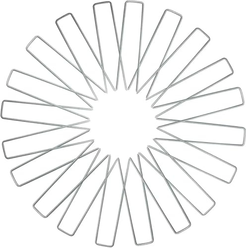 100 Stück U-förmige Gartenklammern, robuste Zaunpfähle, Rasenstifte, verzinkte Landschaftspfähle, Spikes for Halten von Unkrautbarrieren, Bodendeckern für Stoff Matte