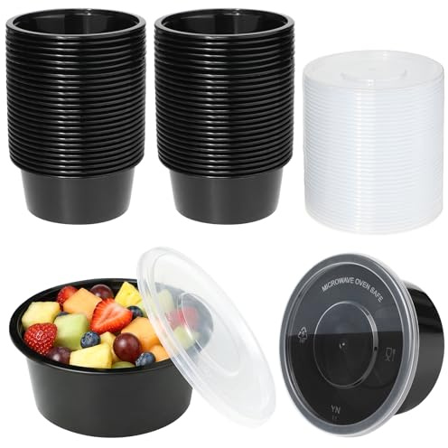 Jogoico Lot de 50 Contenants en Plastique avec Couvercles, 9OZ Pots à Sauce | Boîte à Sauce en Plastique avec Couvercle, Récipients à Emporter pour Sauces, Condiments, Micro-ondes, Réutilisable