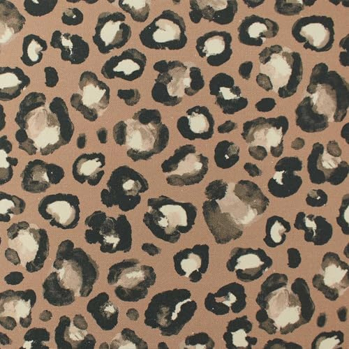 Canvas Stoff Leoprint Leopardenlook Leo-Muster Dekostoff 100% Baumwolle, Leinenoptik, braun (Länge am Stück: ab 100cm / Breite: 138cm)