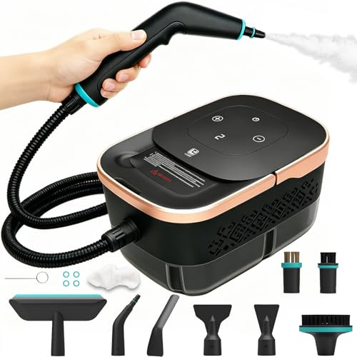 2500W Handheld Steam Cleaner, 6-Speed Portable Steamer with Large Tank & 10 Accessories, 10s Heat-Up steamer cleaning for Kitchen, Bathroom, Car Detailing, Tile & Grout Cleaning