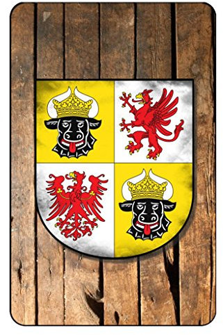 Cadora Magnetschild Kühlschrankmagnet Wappen Mecklenburg-Vorpommern Shabby chic abgenutzt Used Look