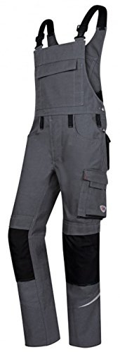 BP 1804-720-5332-48l Latzhose, Stretch-Hosenträger mit Clipbefestigungen, 305,00 g/m² Verstärkte Baumwolle, dunkelgrau/schwarz, 48l
