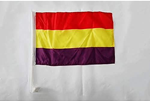 AZ FLAG Bandera De Coche España Republicana Sin Escudo 45x30cm - Banderina Auto De La Republica Española 30 x 45 cm, Banderita ventana coche, Car Flag