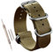 MZBUTIQ 23mm Beige Nylon Uhrenarmband Militär Uhrband für Herren Matte Silberne Schnalle