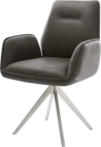 DELIFE Polsterstuhl Zoa-Flex Kreuzgestell kantig Edelstahl Mikrofaser Anthrazit Vintage Taschenfederkern