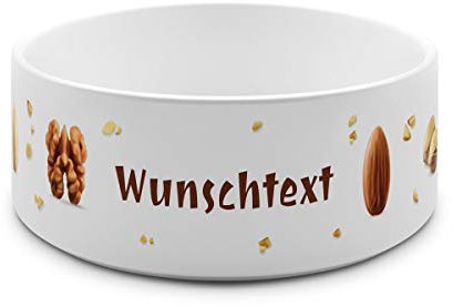 printplanet® - Servierschale mit Name oder Text selbst gestalten - Brotkorb Personalisieren und Bedrucken - Motiv: Nüsse