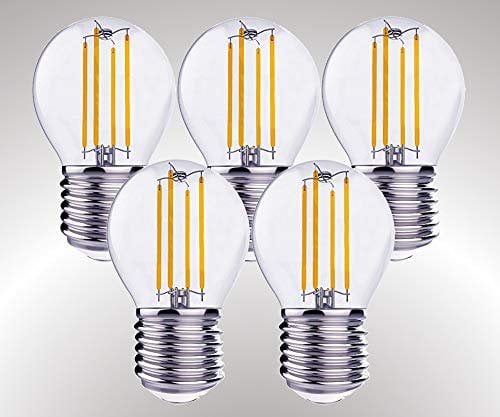 Trango 5er Pack E27004-5 LED Filament Birne 4 Watt 350 Lumen I 2700K Warmweiß I Ersatz für 40W Glühlampe I Glühbirne I Lampe I LED Birne in Tropfen Form mit E27 Fassung I Abstrahlwinkel 360°