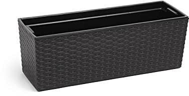 Gordanluk, Low Rattan Designed Flowerpot with removable liner, Plant pot, Indoor, Outdoor, Case Flowerpot, (Black)
