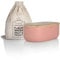 LARS NYSØM Bread Box I Metal bread box with linen bag for long lasting freshness I Baked goods Bin with bamboo lid usable as cutting board I 14.2x7.5x5.1 In (Blush Rose)
