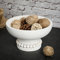 Amyhill Wood Pedestal Decorative Bowl 8 Inch Wooden Distressed Beaded Bowl for Dining Table Centerpiece, Farmhouse, Serving and Home Décor(White)