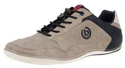 bugatti Herren Casual Sneaker mit Flexibler Sohle, Schnürschuh mit Memory Foam, Elastische Schnürsenkel, Taupe, 43 EU