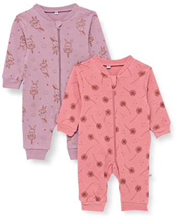 PIPPI Unisex Baby Nightsuit-Zipper (2-Pack) Pajama Set, Dusty Rose, 86