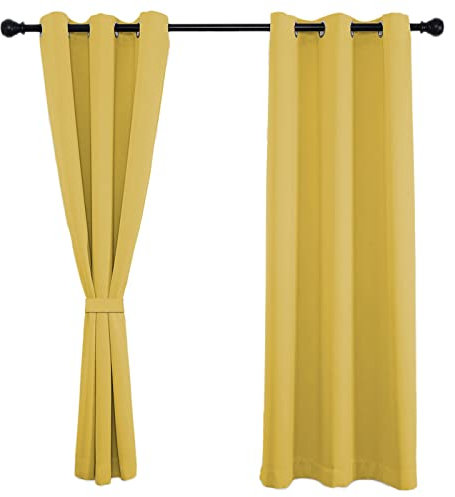 Sichtschutz Curtains Modern 183x177cm(H x B), Ösenschal, Qualitätsgewähltes Material für Dekoration Weihnachten 1Stück-Senfgelb