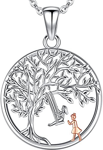 Aniu Collar Árbol de la Vida de Plata de Ley 925 Colgante Árbol de la Vida Señoras Árbol de la Vida Joyería de Plata para Mujeres Niñas Mamá Esposa Novia