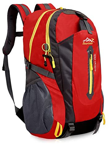 Besrina 40L Lightweight Hiking Backpack, Multi-functional Water-resistant Casual Camping Trekking Rucksack for Cycling Travel Climbing Mountaineer Outdoor Sport