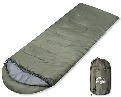 Backpacker's Journey 1,4 kg Schlafsack in komprimierbarem Packmaß. Schlafsack Outdoor leicht für Damen und Herren. Ideal für Camping, Wandern, Backpacking und Motorradtouren (olivgrün)
