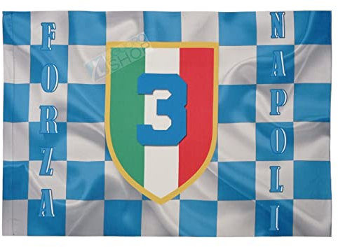 Bandiera Forza Napoli Cm 120x80 Campione D'Italia Festa Tifosi 3° Scudetto Calcio Tricolore