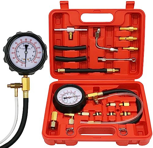 CHGJ 0-140PSI Testeur de pression de pompe d'injection, testeur de pression de carburant, kit universel de testeur de pression, essence, voiture, camion, moto, outil de diagnostic