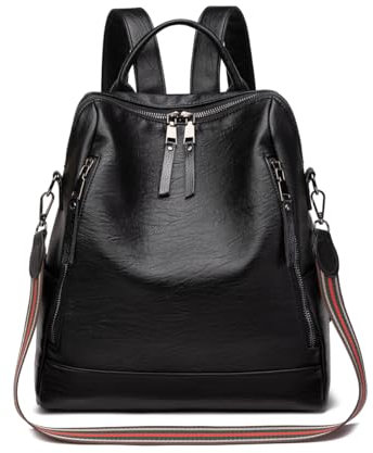 Kiepoar Damen Rucksack Stilvoll Tasche Lederrucksack Vielseitiges Design mit Schultergurt als Umhängetasche, Elegant Backpack aus PU Leder Große Mode Cityrucksack für Arbeit Schule Reise