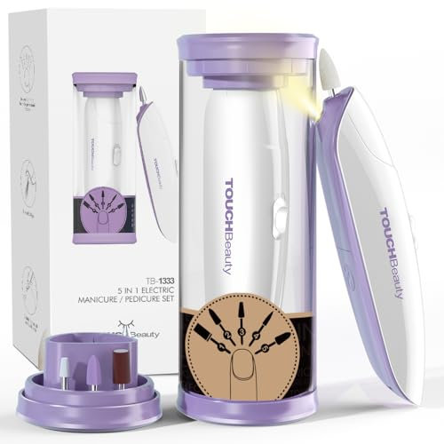 TOUCHBeauty Nagelfräser, Maniküre set Elektrisch, Nagelfeile Kabellos, 10 in 1 Maniküre und Pediküre Set AG-1333, Lila