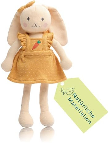 nidito Hase Kuscheltier Baby, Kuscheltier Hase groß, 40 cm, Bio-Baumwolle, Oeko, Baby Kuscheltier XXL, Kuscheltier Baby Mädchen, Schlenker Kuscheltier, Gestrickte Kuscheltiere, Baby Kuscheltier