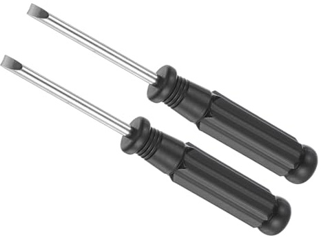 CoCud Mini Slotted Screwdriver, 4.0mm Size 108mm Length, Carbon Steel Small Flat Head Screwdrivers with Anti-Slip Black Handle - (Applications: for Glasses, Watch or Laptop), 2-Pieces