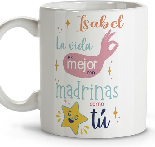 LolaPix Taza quieres ser mi madrina. Tazas personalizadas. Tazas de cafe. Regalo madrina. Regalos para madrinas. Taza cerámica 330 ml.