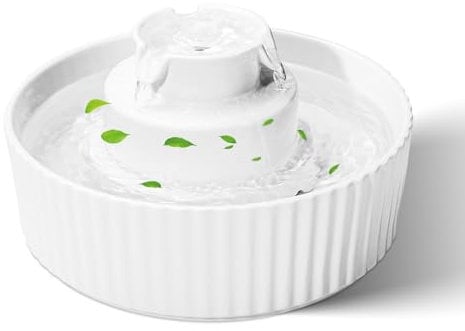 Fuente de agua de cerámica mejorada 2024 para gatos, Bebedero Automático de Cerámica para Mascotas de 2.1 L, Cuenco de Agua para Mascotas, Dispensador de Agua de Porcelana para Gatos con Bomba