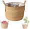 Panier osier pour plantes，Grand Potde Fleurs Tressé en Rotin,Cache Pot Intérieur Moderne et Pratique,Panier à Plantes en Osier Naturel - Décoration Maison et Rangement Élégant - Diamètre (L)
