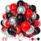 Unisun Luftballons Rot Schwarz, 50 Stück Latex Ballons Silber Schwarz Rot Konfetti Luftballon Mädchen Junge Kind Geburtstag Jubiläum Babyparty Hochzeit Verlobung Abschlussfeier Casino Poker Party Deko