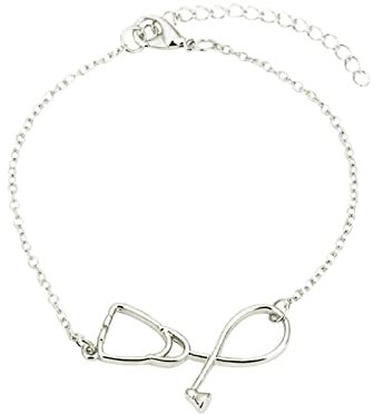YWJewly Passende PäRchen Armband Muttertagsgeschenk Stethoskope Armband Armband Zubehör Schönes Armband Geflochtenes Lederarmband Damen Schwarz (Silver, One Size)