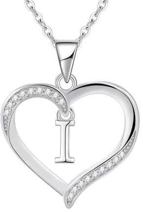 Geschenke für Frauen Halskette Damen 925er Silber Herz Anhänger Buchstabe