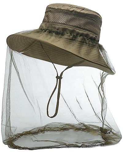 Demiawaking Insektenschutz Hut, faltbar Moskitonetz Hut, Sonnenschutz Angelhut, multifunktional Nackenschutz Kopfschutz Gesichtsschutz für Outdoor Gartenarbeit Angeln (Grün)