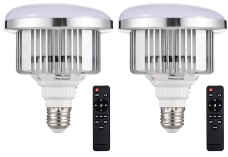 Andoer 2 Stück 85W LED-Glühbirne Fotografie, LED Softbox Glühbirne Fotolampe Energiesparend 3200K-5500K Einstellbare Helligkeit E27-Fassung mit Fernbedienung für Fotostudio Zuhause Lager Büro Hotel