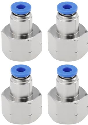 EMSea 4 Pièces Adaptateur de Connecteur Pneumatique à Filetage Femelle Tube de 4mm OD X 1/4 NPT Push Fit Adaptateur de Raccords d'air à Poussée Droite